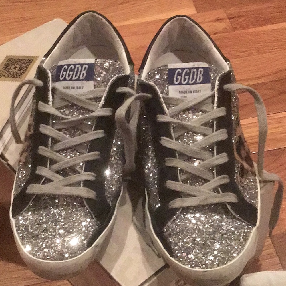 Golden Goose Silver Sparkle Sneakers